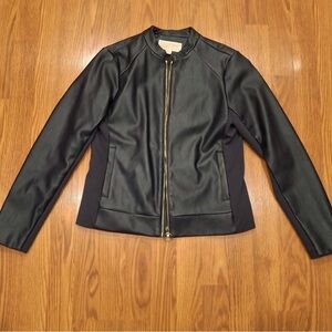 Michael Kors Navy Faux Leather Women's Jacket - Small